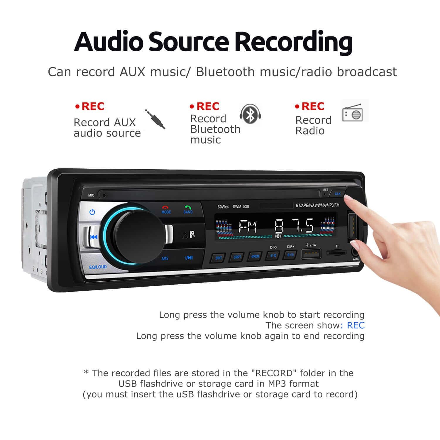 ESSGOO Car Stereo 1-DIN Autoradio Bluetooth USB AUX FM
