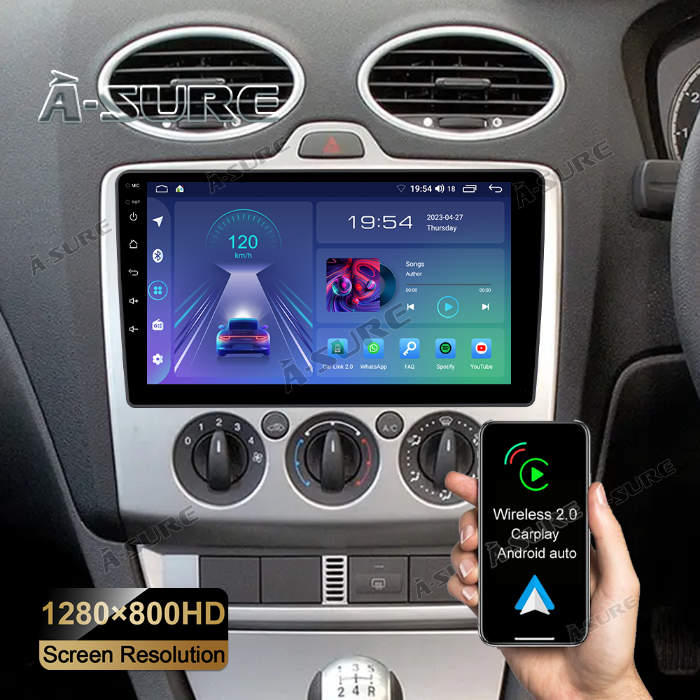 A-Sure GPS 9" Android 12 Autoradio Ford Transit Focus 2+32GB IPS