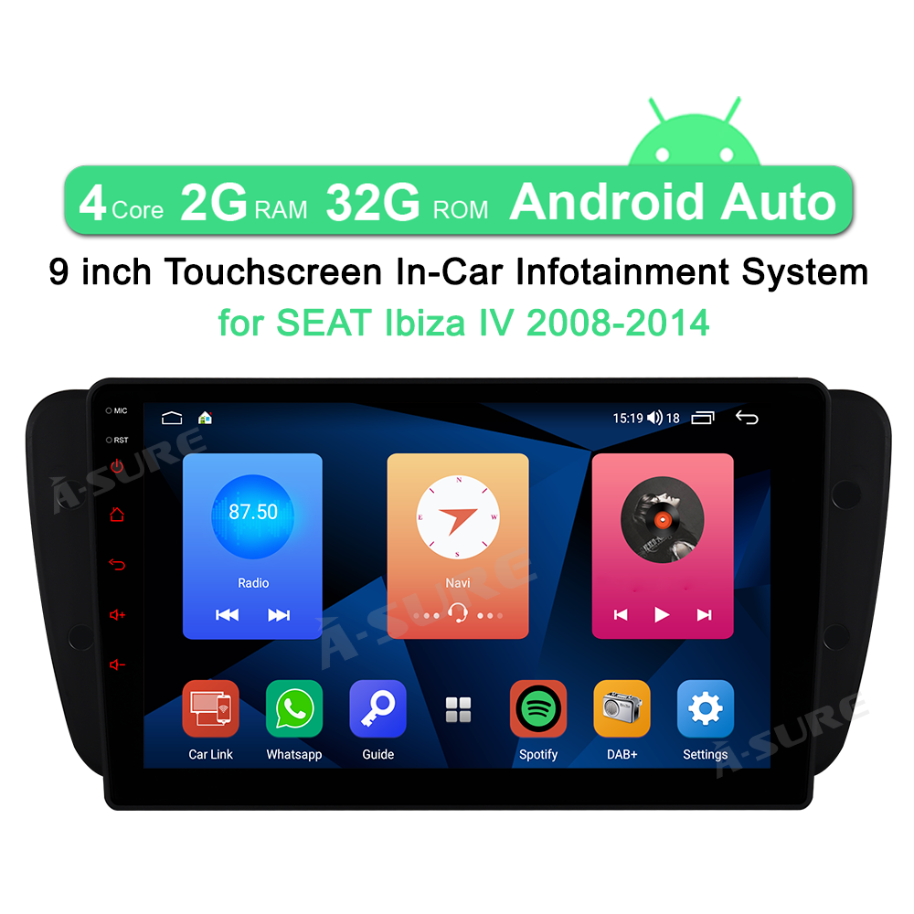 A-Sure GPS car radios SEAT Ibiza 6J Autoradio 9 Zoll 2+32GB CarPlay
