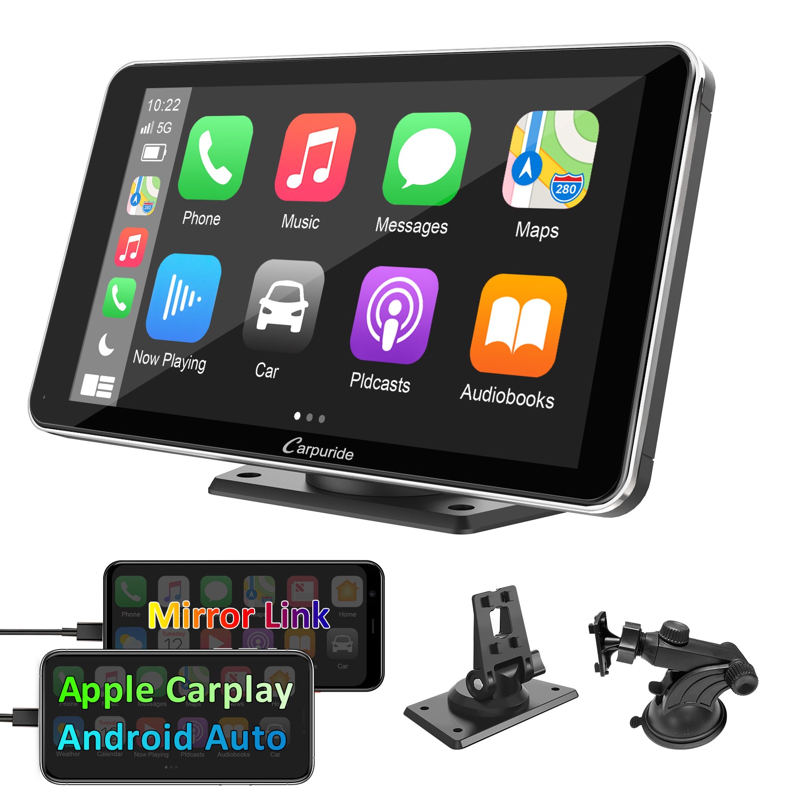 Carpuride Car Smart Stereo 7-Zoll Display Silber CarPlay