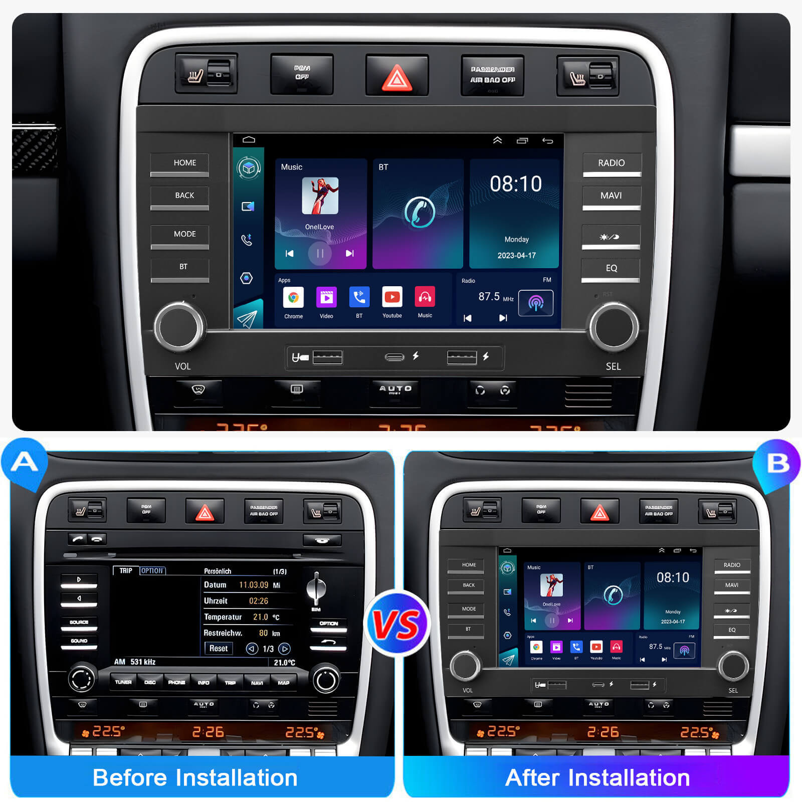 ESSGOO Car Stereo AR7001 Autoradio Porsche Cayenne 7 Zoll