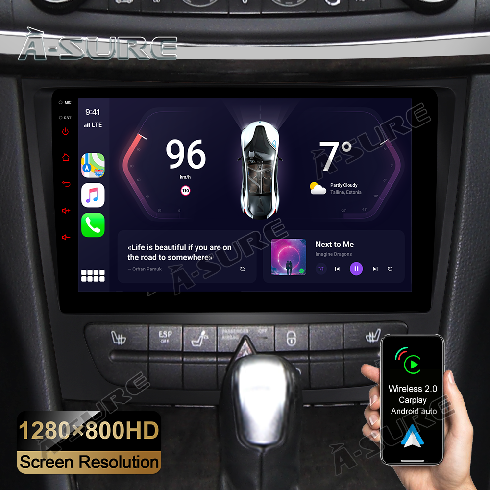 A-Sure GPS Autoradio 9 Zoll Android 12 Mercedes W211 CLS 2+32GB