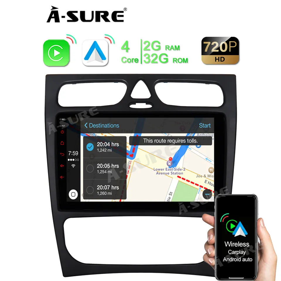 A-Sure GPS car radios 9 Zoll Android Autoradio 2+32GB W203