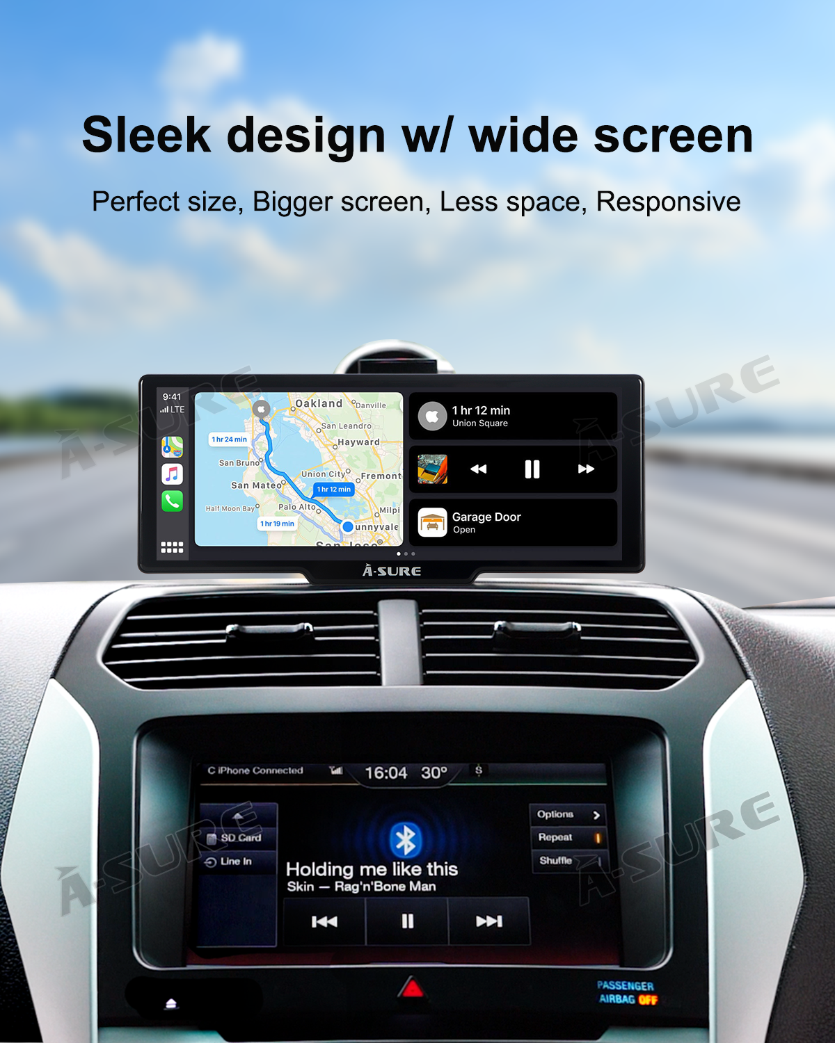 A-Sure Radio accessories 10,26 Zoll CarPlay-Display 4K Dashcam