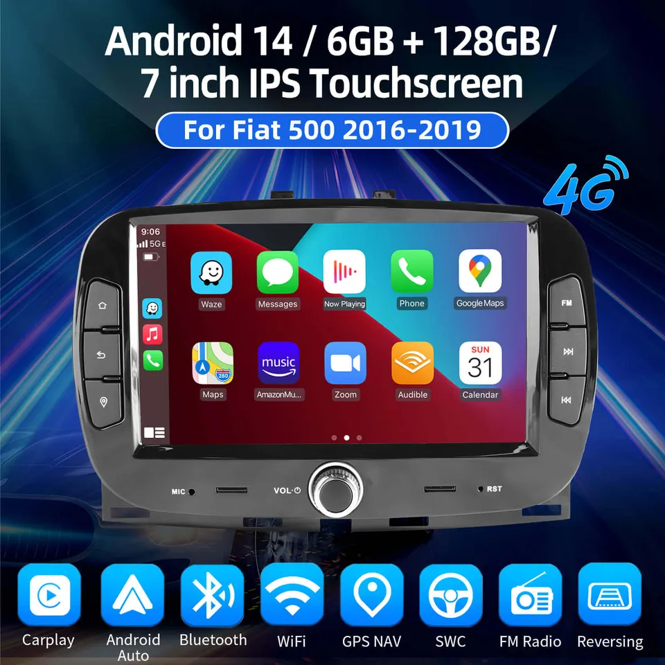 ESSGOO AR7001 Fiat 500 Autoradio 7 Zoll Android 14