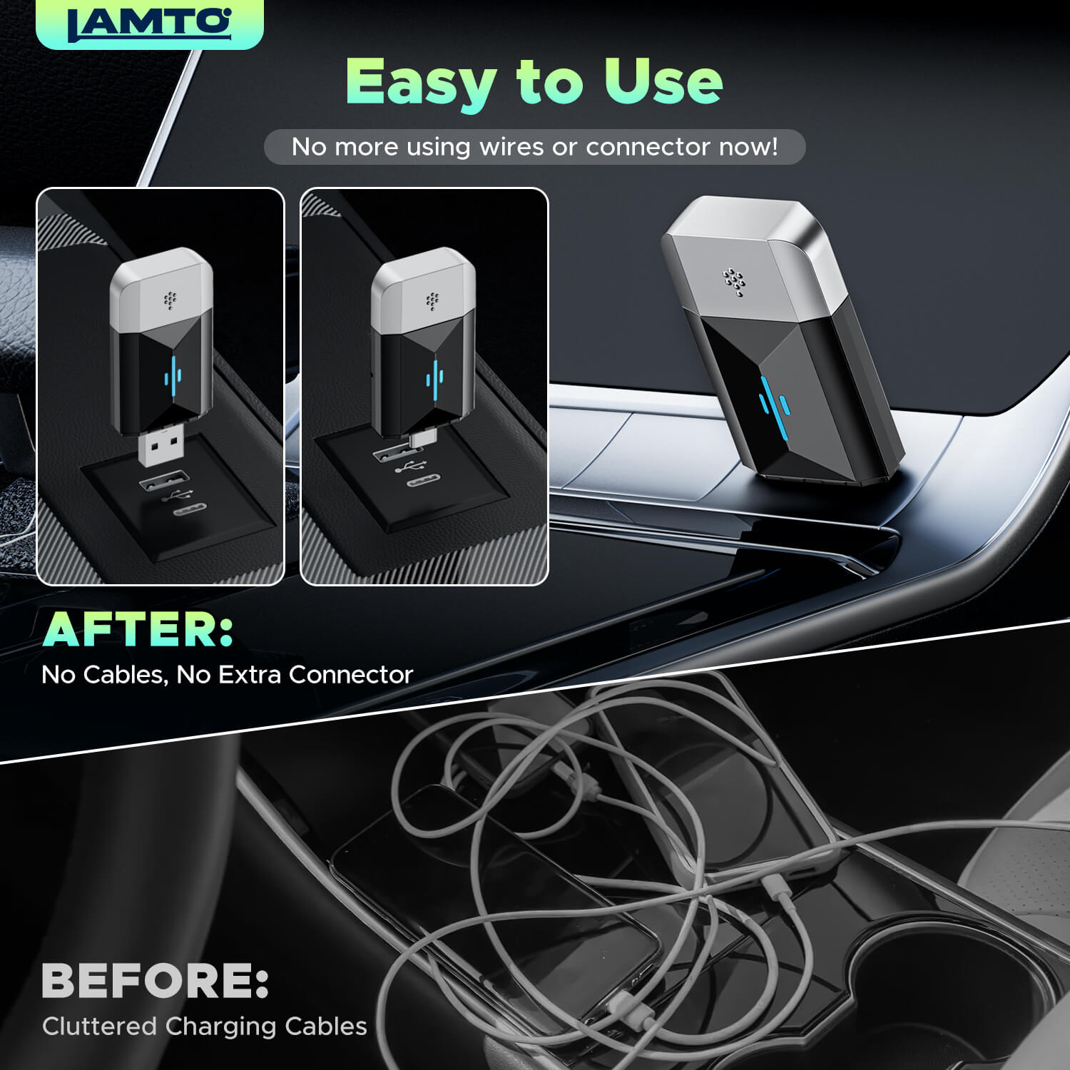 LAMTTO Adapter RC22 Wireless CarPlay 2-in-1 1er Pack