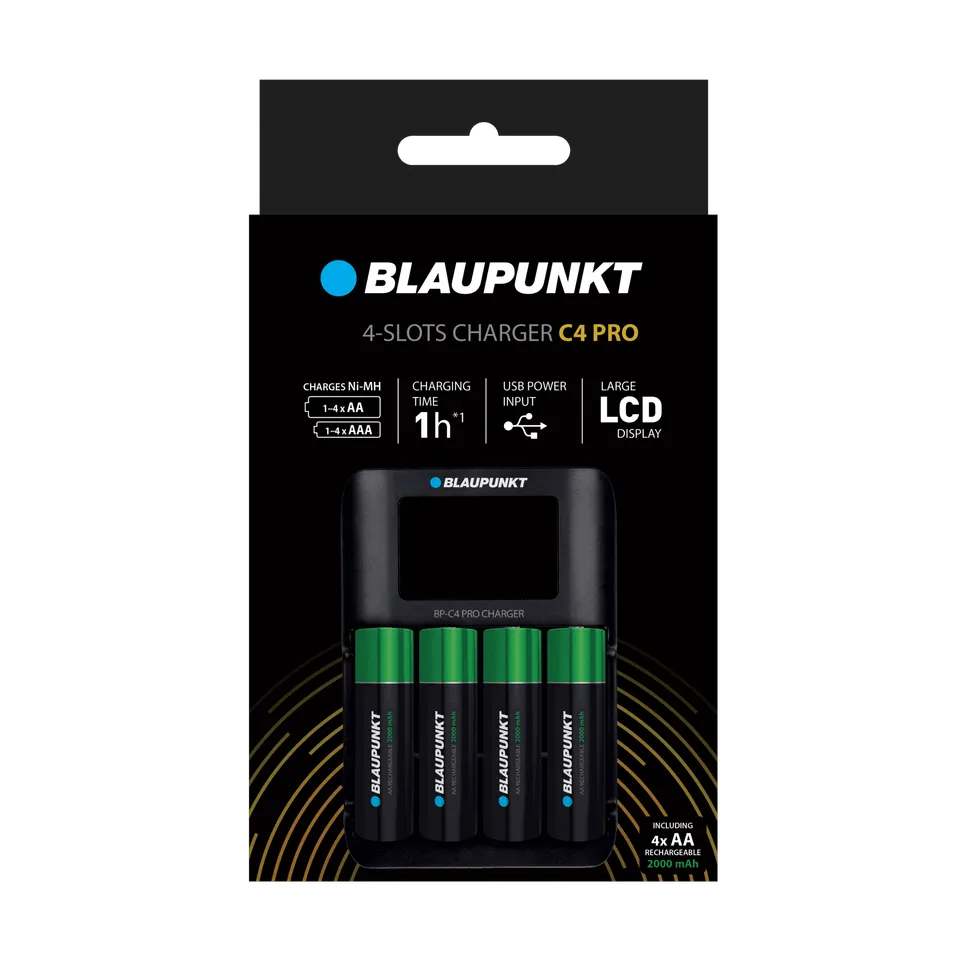 Blaupunkt Batteries LCD Ladegerät BL-C4 PRO AA AAA USB