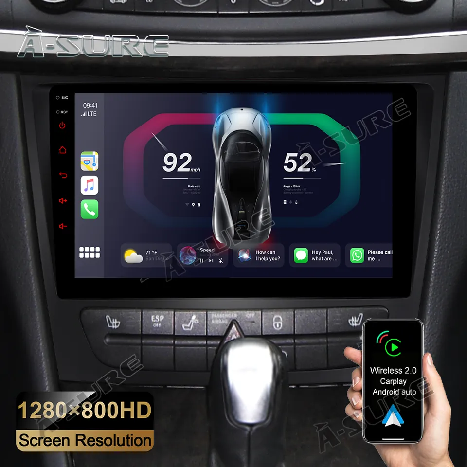 A-Sure GPS Autoradio 9 Zoll 2+32GB Mercedes E-Klasse CarPlay