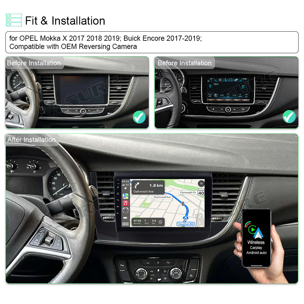 A-Sure GPS Autoradio 9 Zoll Mokka X 2017-2019 CarPlay