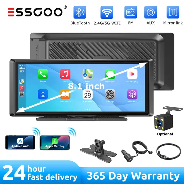 ESSGOO Portable CarPlay E40 CarPlay-Display 8,1 Zoll WLAN