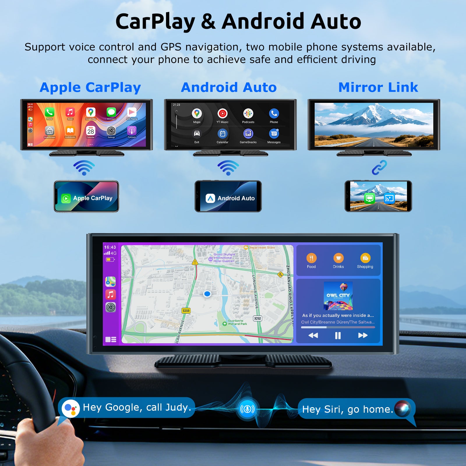 ESSGOO Dash Cam CarPlay E64 Display 10,26 Zoll 4K Kamera