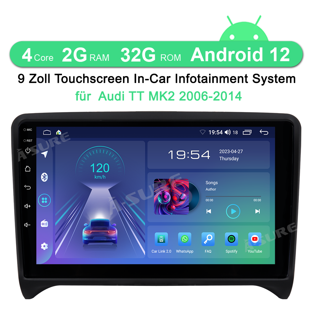 A-Sure GPS car radios Autoradio für Audi TT 8J 9 Zoll 2+32GB