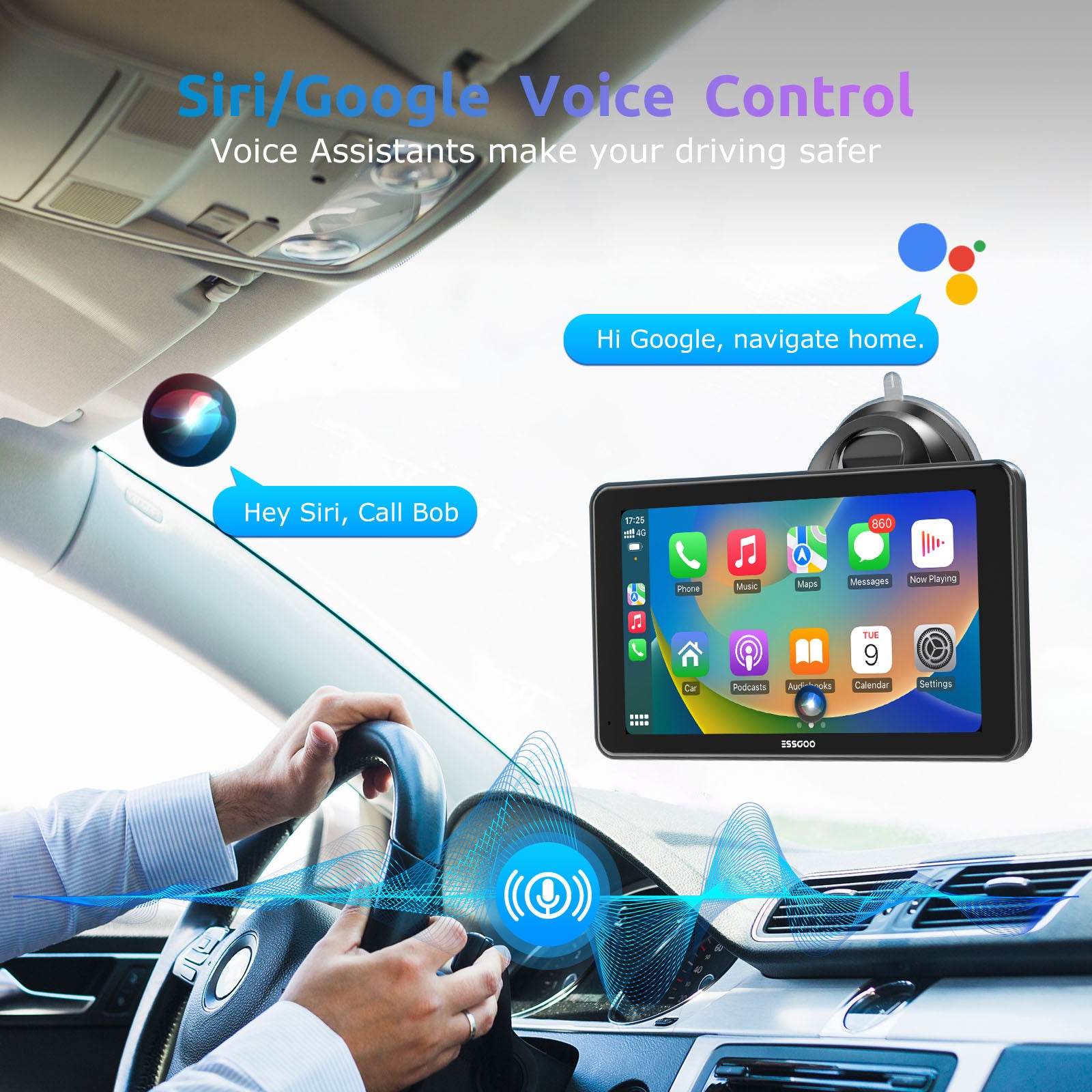 ESSGOO Portable CarPlay Display 7 Zoll Touchscreen AUX