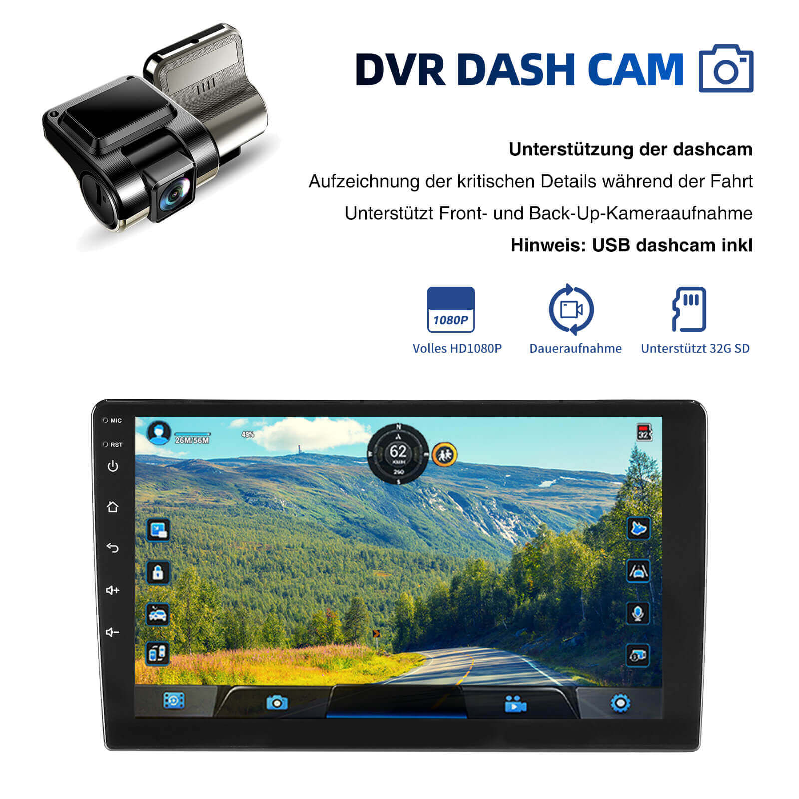 ESSGOO AR1001 2-DIN Autoradio 10,1 Zoll QLED CarPlay