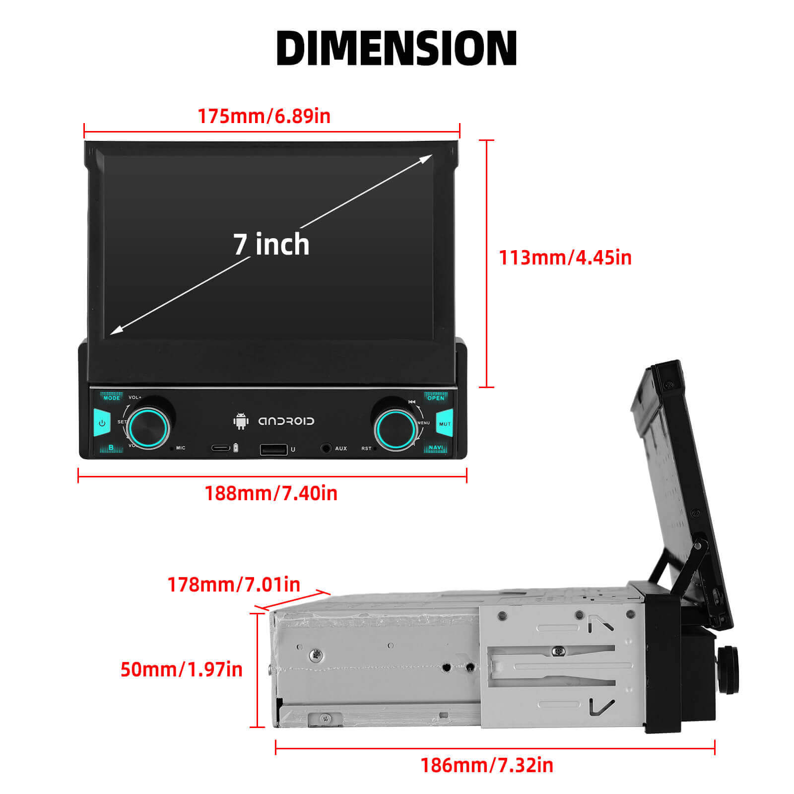 ESSGOO Car Stereo FR7003 1 DIN Autoradio 7 Zoll Standard