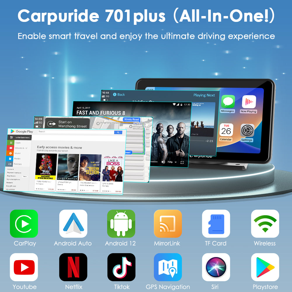 Carpuride Car Smart Stereo W701 Plus CarPlay-Display 7 Zoll