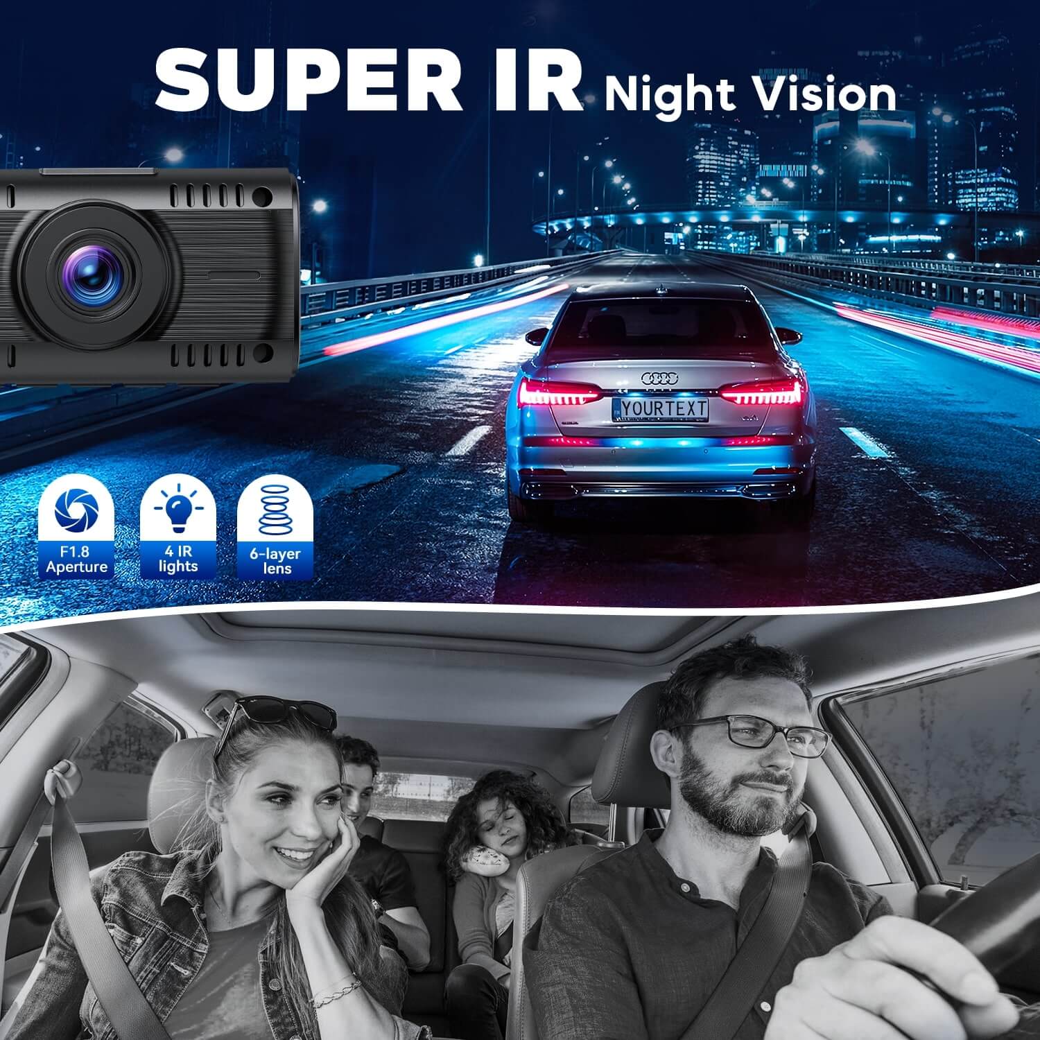 LAMTTO Dash Cam DC17 4K Dashcam Front Innen 64GB
