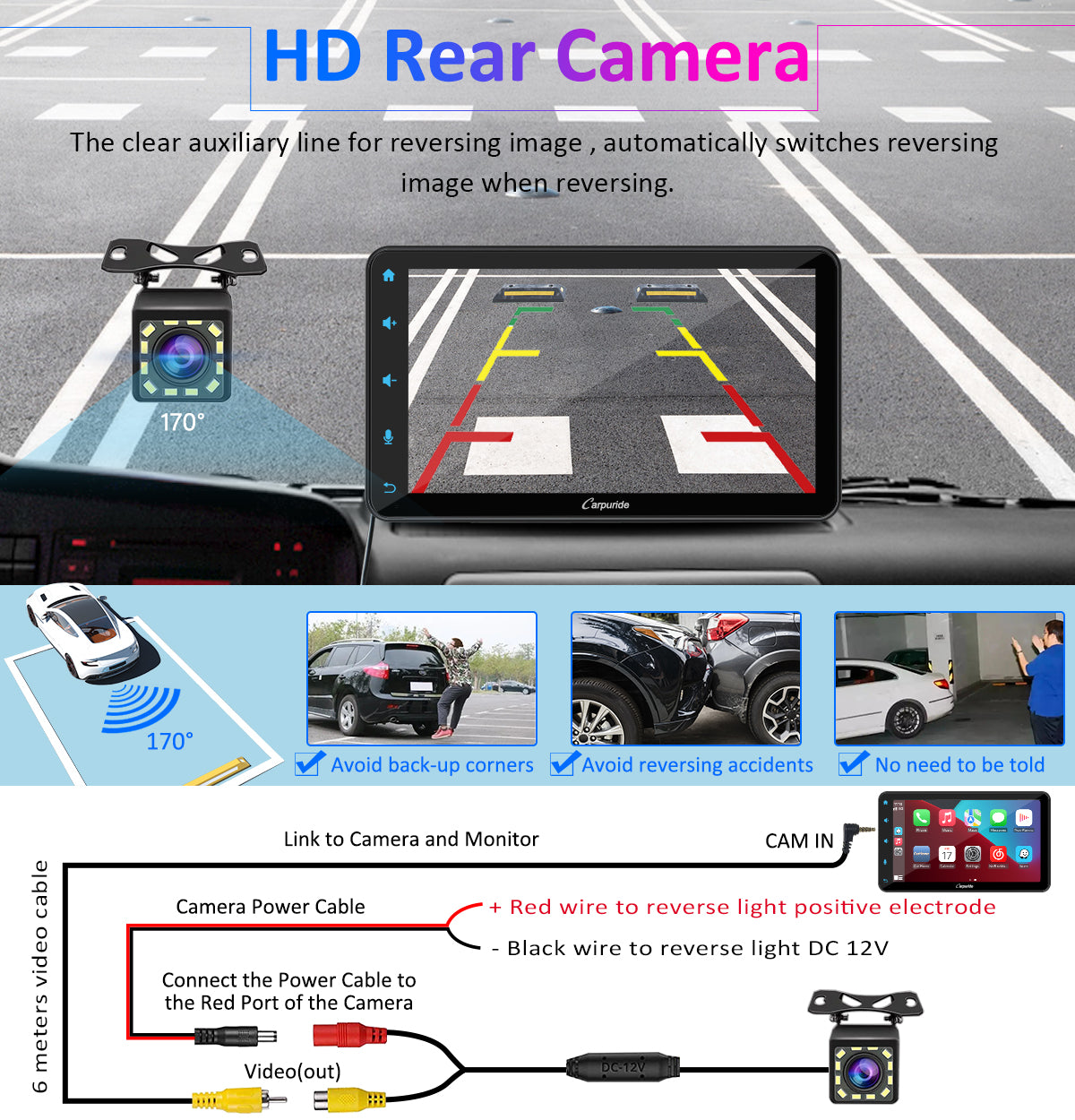 Carpuride Car Smart Stereo W707 CarPlay-Display Kamera