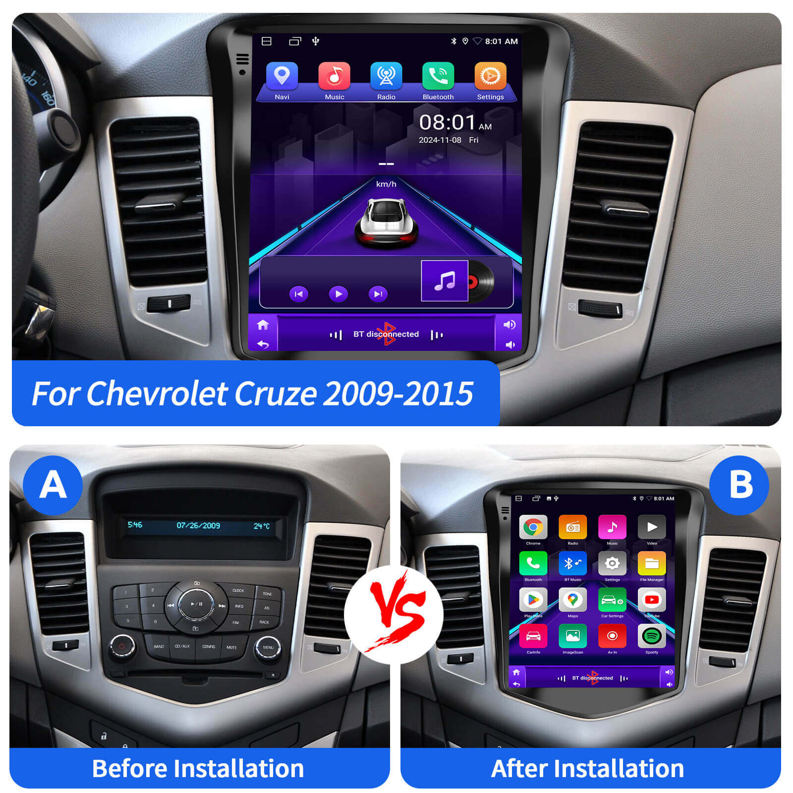 ESSGOO AZ0002 Cruze Autoradio 9,7 Zoll Android 14 IPS