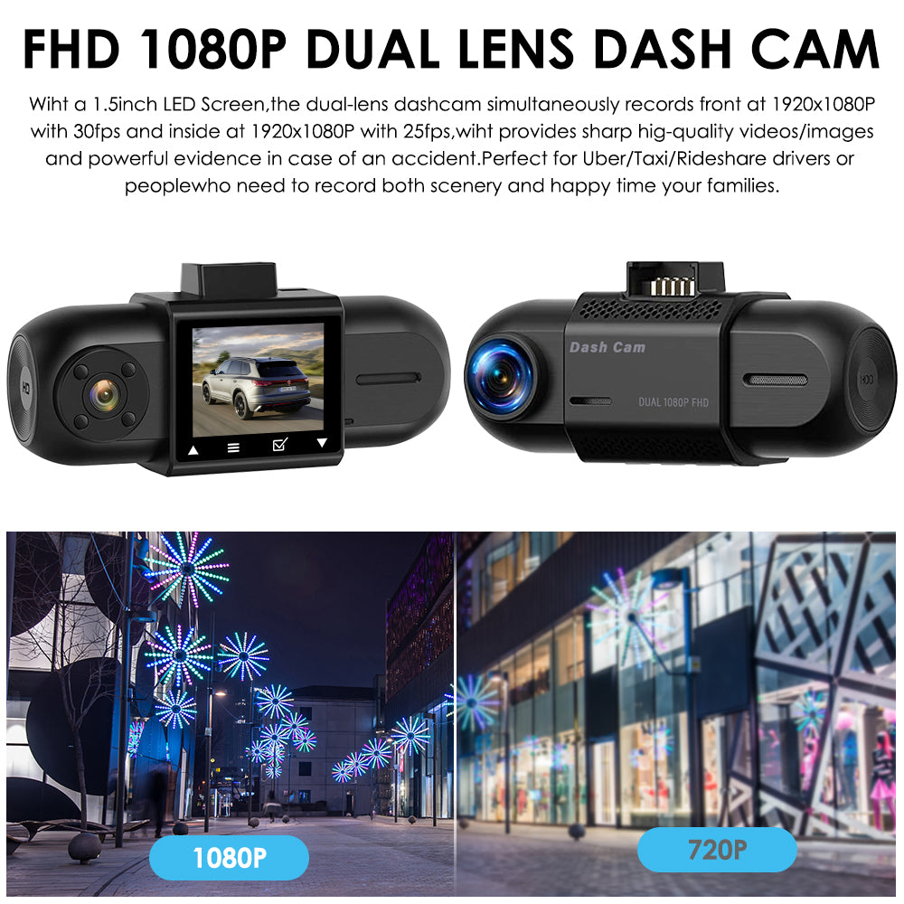 Carpuride M8 Dashcam FHD 1080P Dual Lens 1,5 Zoll