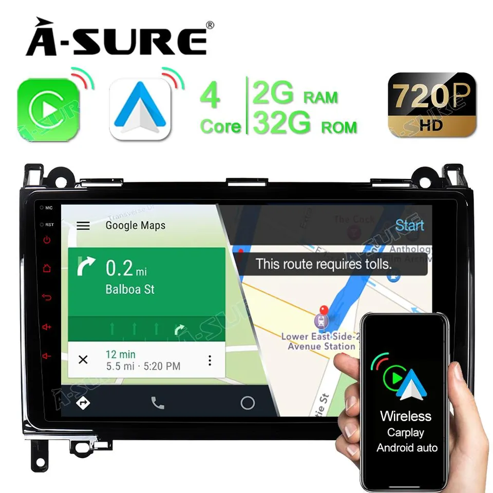 A-Sure GPS Autoradio 9 Zoll Mercedes 2+32GB DSP