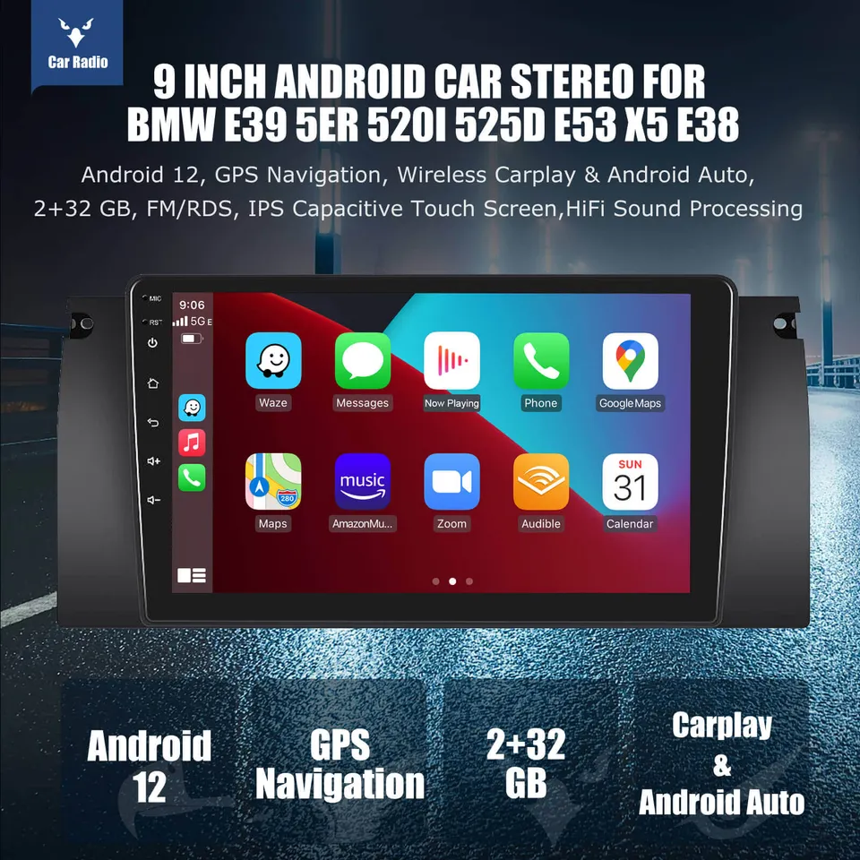ESSGOO BMW E39 Autoradio 9 Zoll CarPlay Android Auto