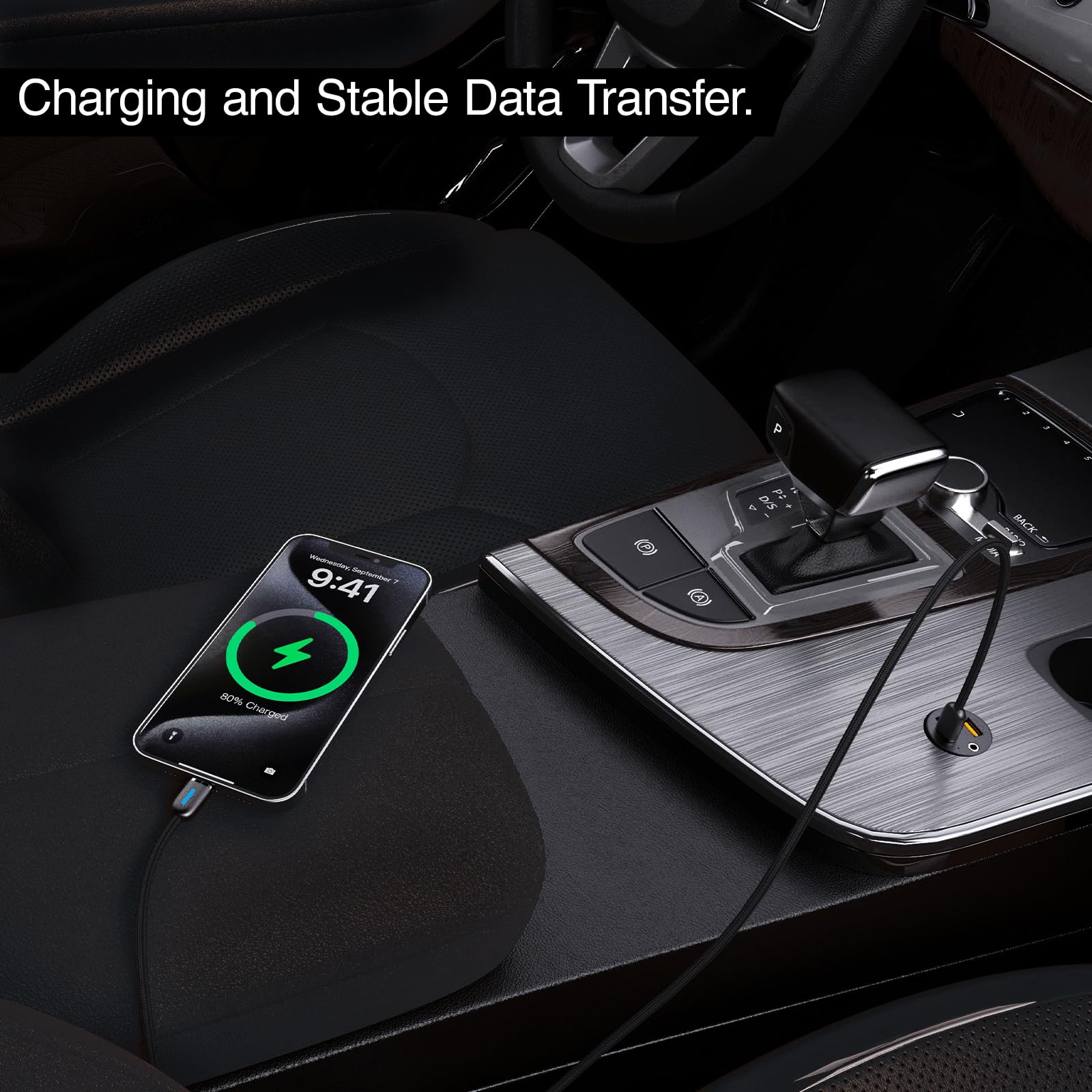 Pioneer CD-U5310AC USB-A Kabel 1m Nylon CarPlay 15W