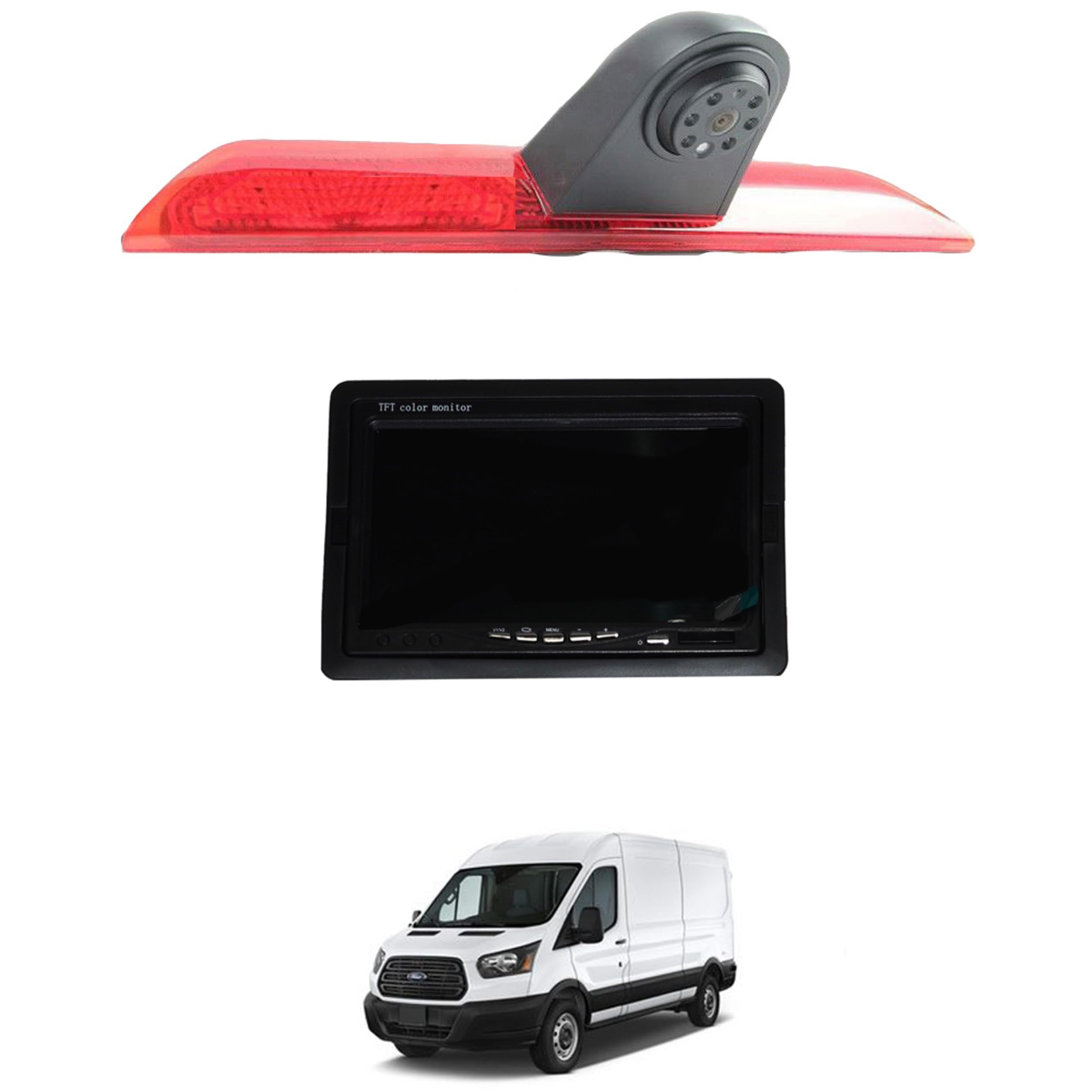 TAFFIO Ford Transit Rückfahrkamera Bremsleuchte 7 Zoll Monitor