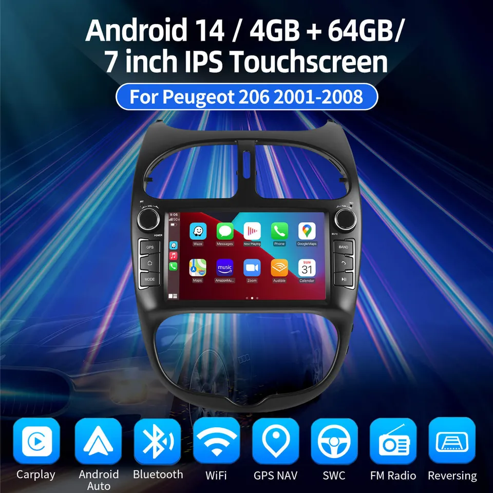 ESSGOO Car Stereo AR7001 7-Zoll Autoradio für Peugeot 206