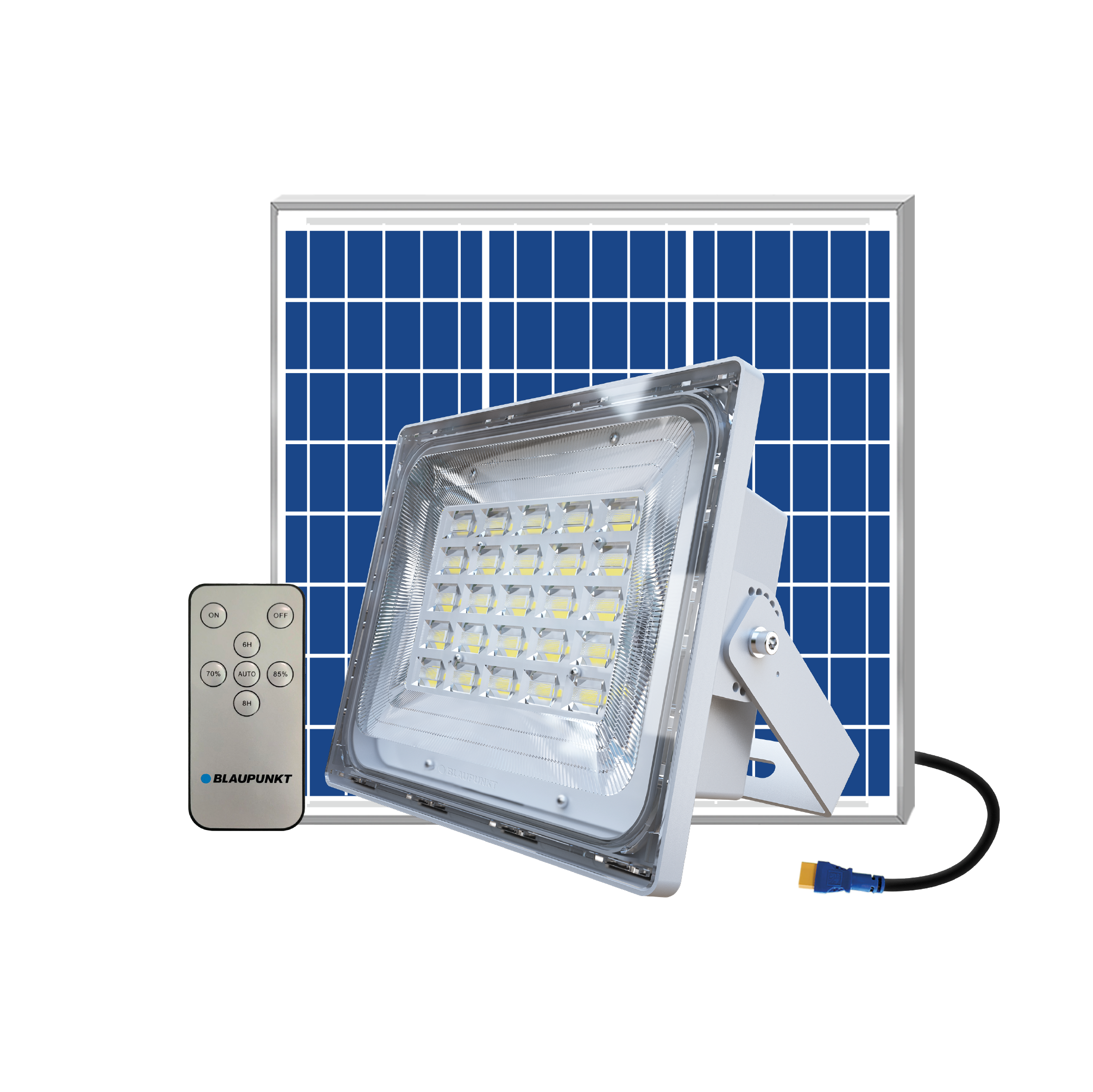 Blaupunkt Solar Flutlicht 30W LED-Strahler Daylight Alu