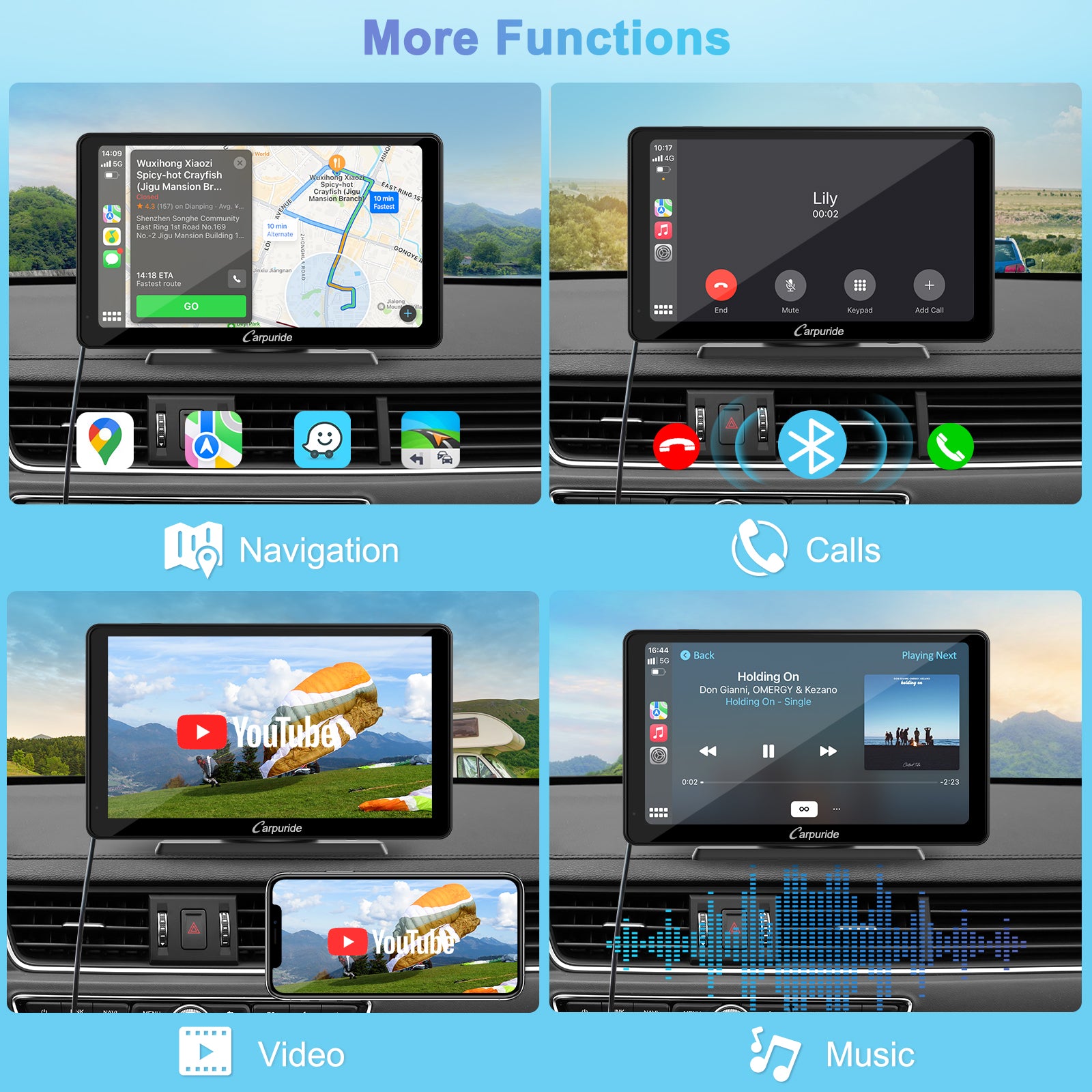 Carpuride Car Smart Stereo C3 CarPlay-Display 7 Zoll mit Rückfahrkamera