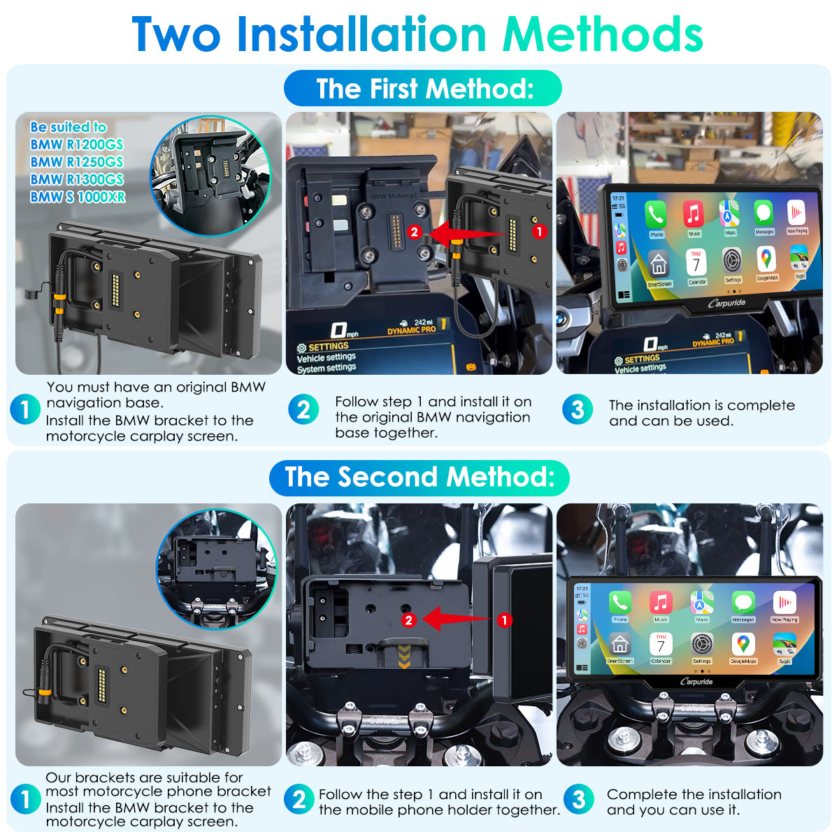 Carpuride W619B BMW Motorrad-Display 6,86 Zoll CarPlay