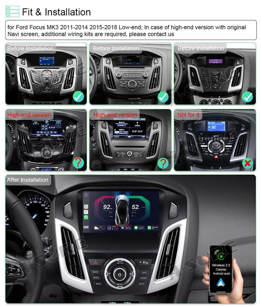A-Sure Radioblende Autoradio-Rahmen für Ford Focus MK3