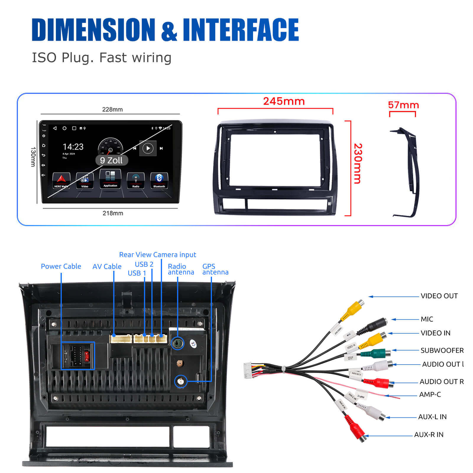 ESSGOO Car Stereo AR9001 Autoradio 2 DIN für Toyota Tacoma 05-13