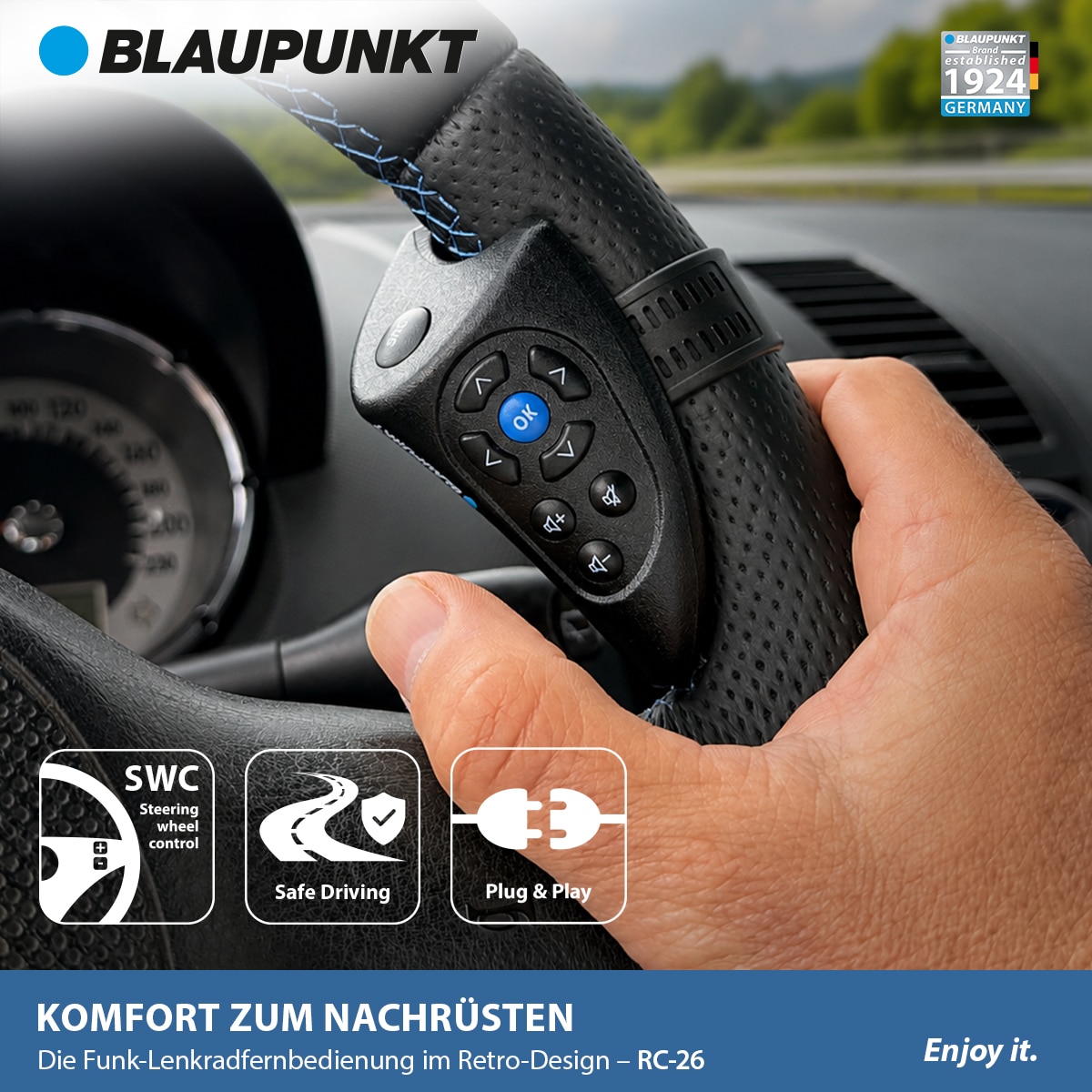 Blaupunkt RC-26 Lenkradfernbedienung Funk 9 Tasten SWC