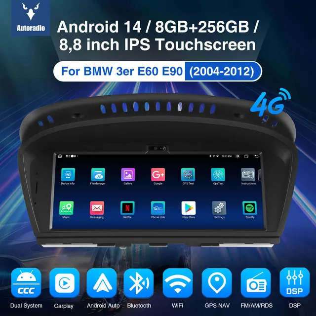 ESSGOO Car Stereo LZ0001 Autoradio 8,8 Zoll Android 14 BMW
