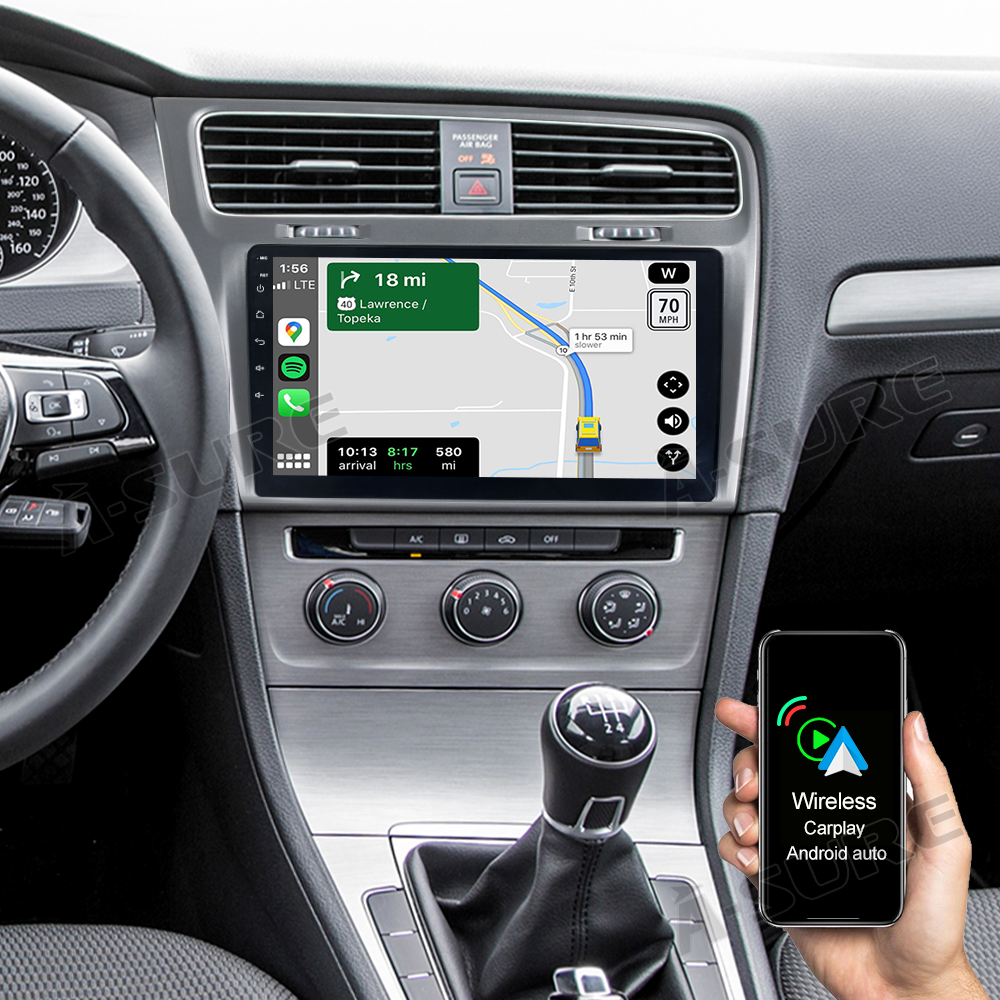 A-Sure GPS Autoradio 10,1 Zoll Android 10 DAB+ VW Golf 7