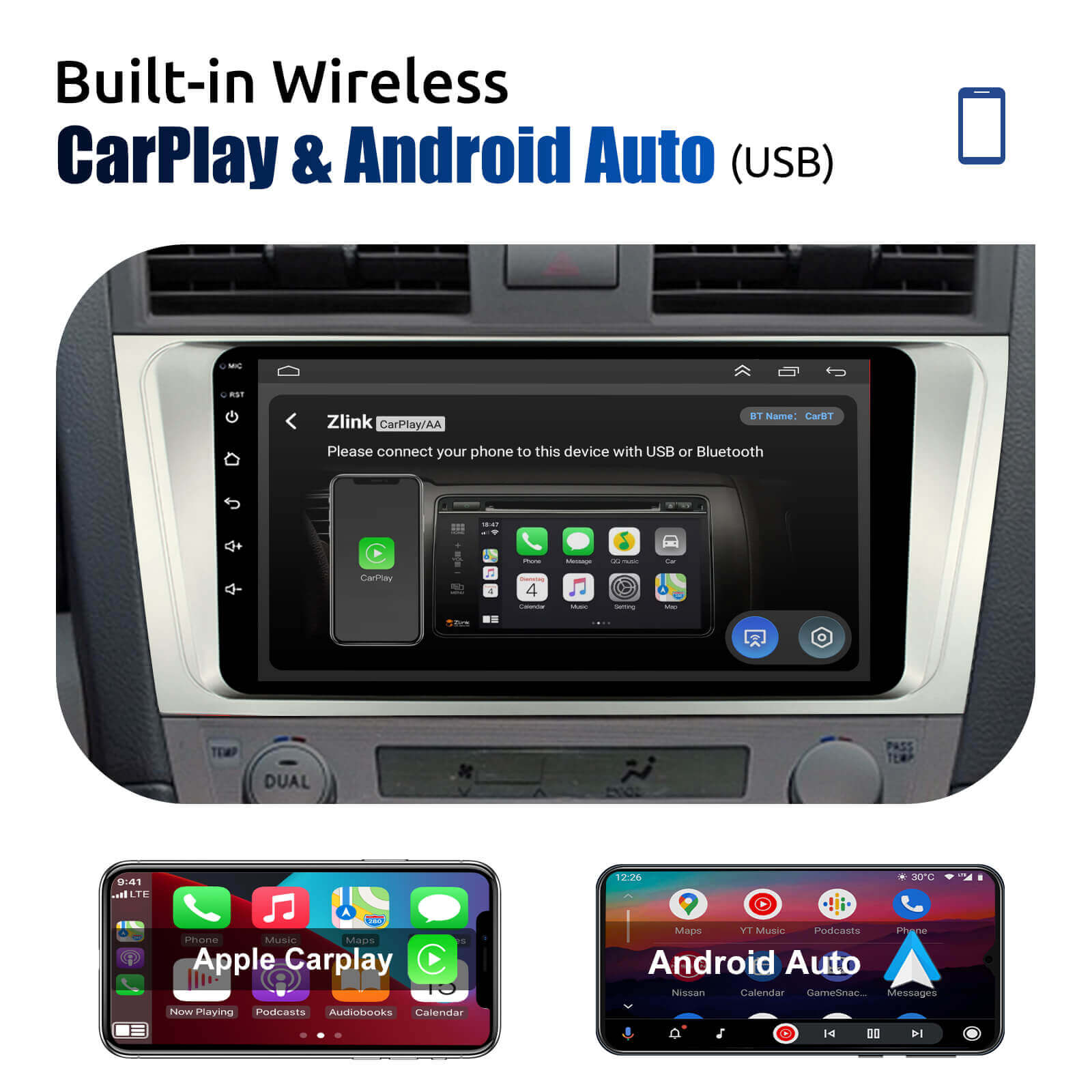 ESSGOO Car Stereo Camry Autoradio 9 Zoll Android 12 Standard