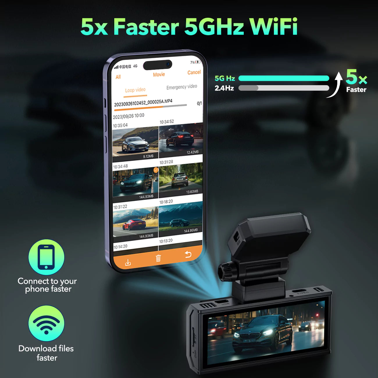 LAMTTO Dash Cam DC19 4K+4K Front+Heck GPS WiFi 64GB