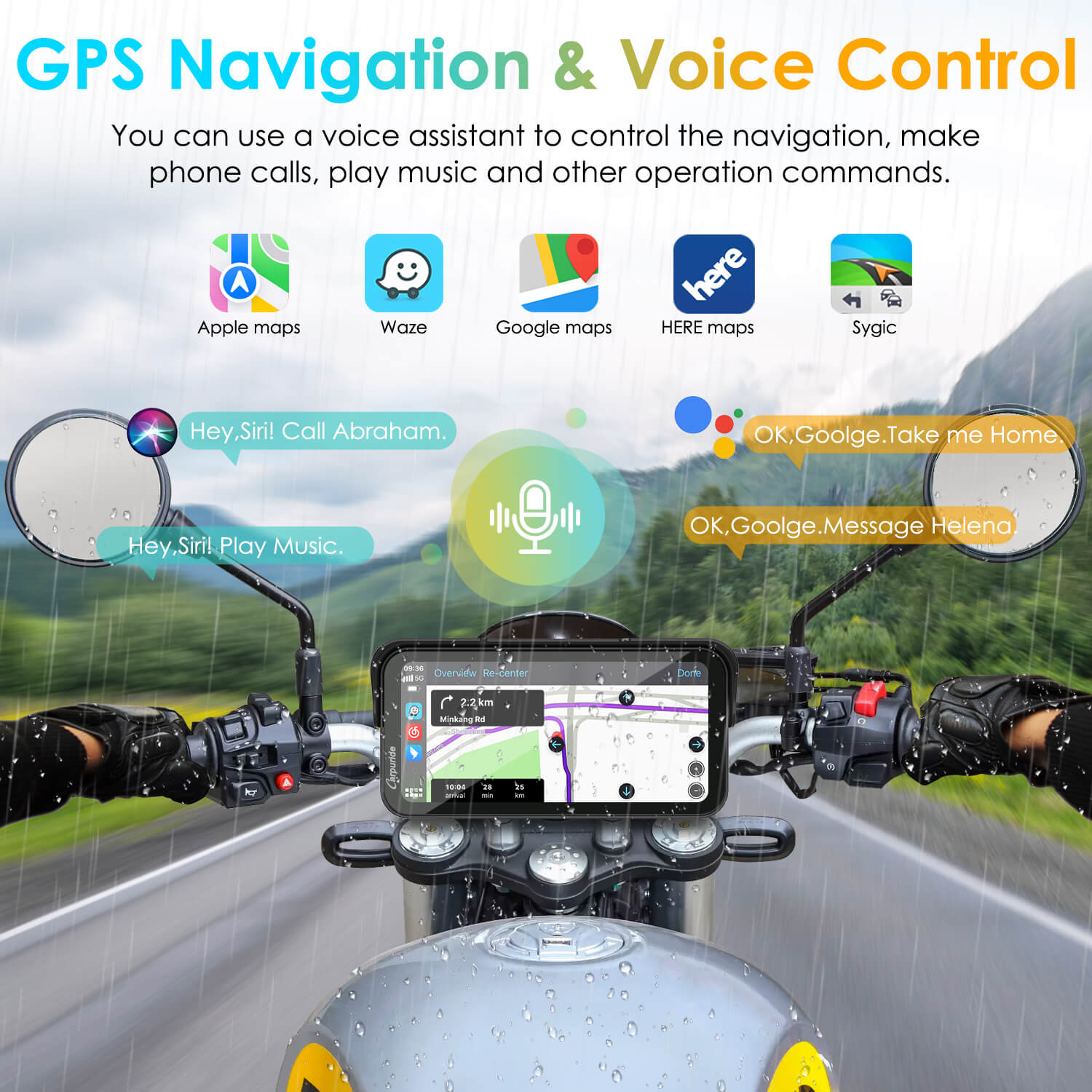 Carpuride W603 Motorrad CarPlay-Display IP67 wasserdicht