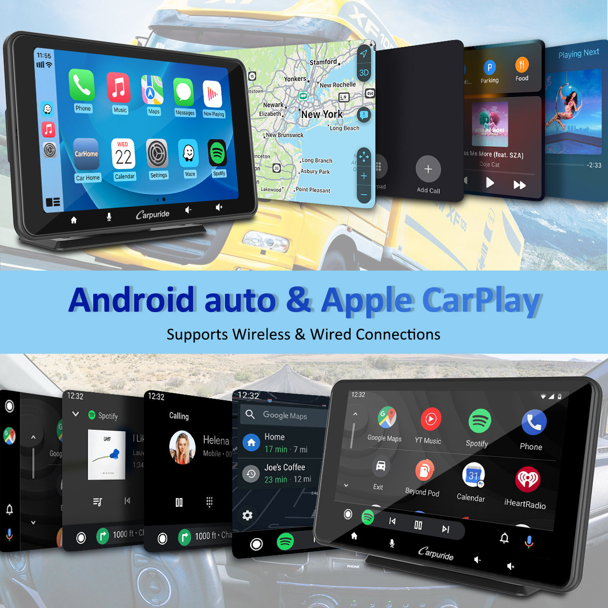 Carpuride W708 Car Smart Stereo Carplay-Monitor 7 Zoll Rückfahrkamera