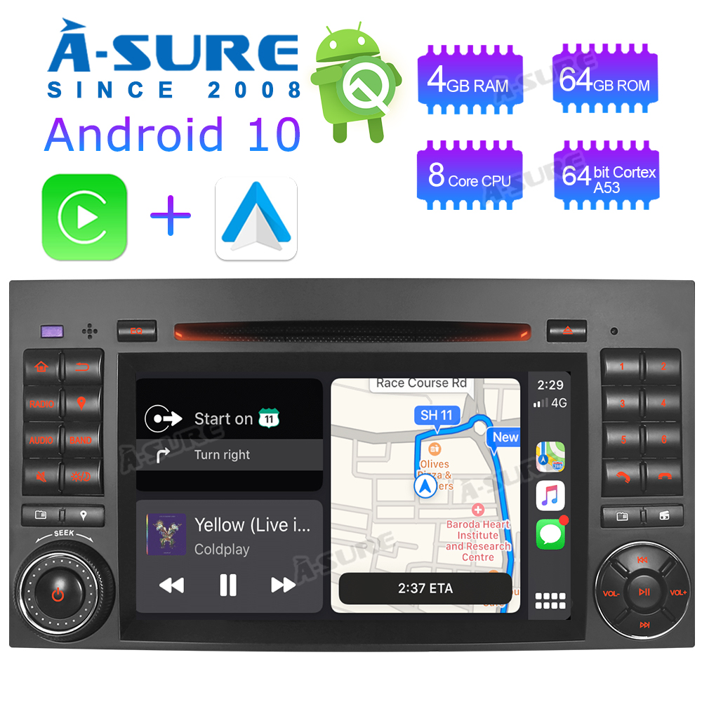 A-Sure GPS Autoradio Mercedes W169 W245 Vito Crafter CarPlay