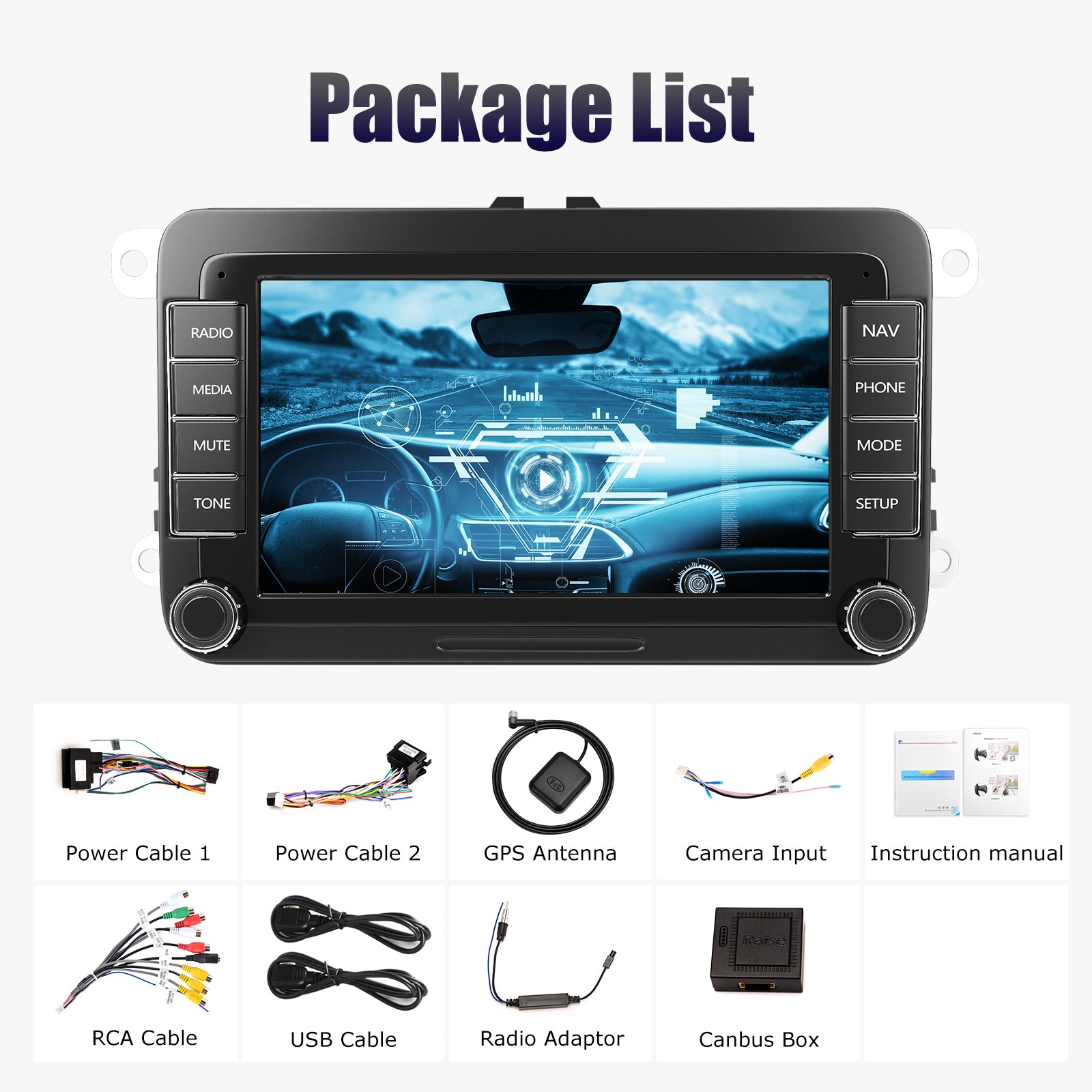 ESSGOO Car Stereo AR7002 7 Zoll Autoradio für VW Golf Passat