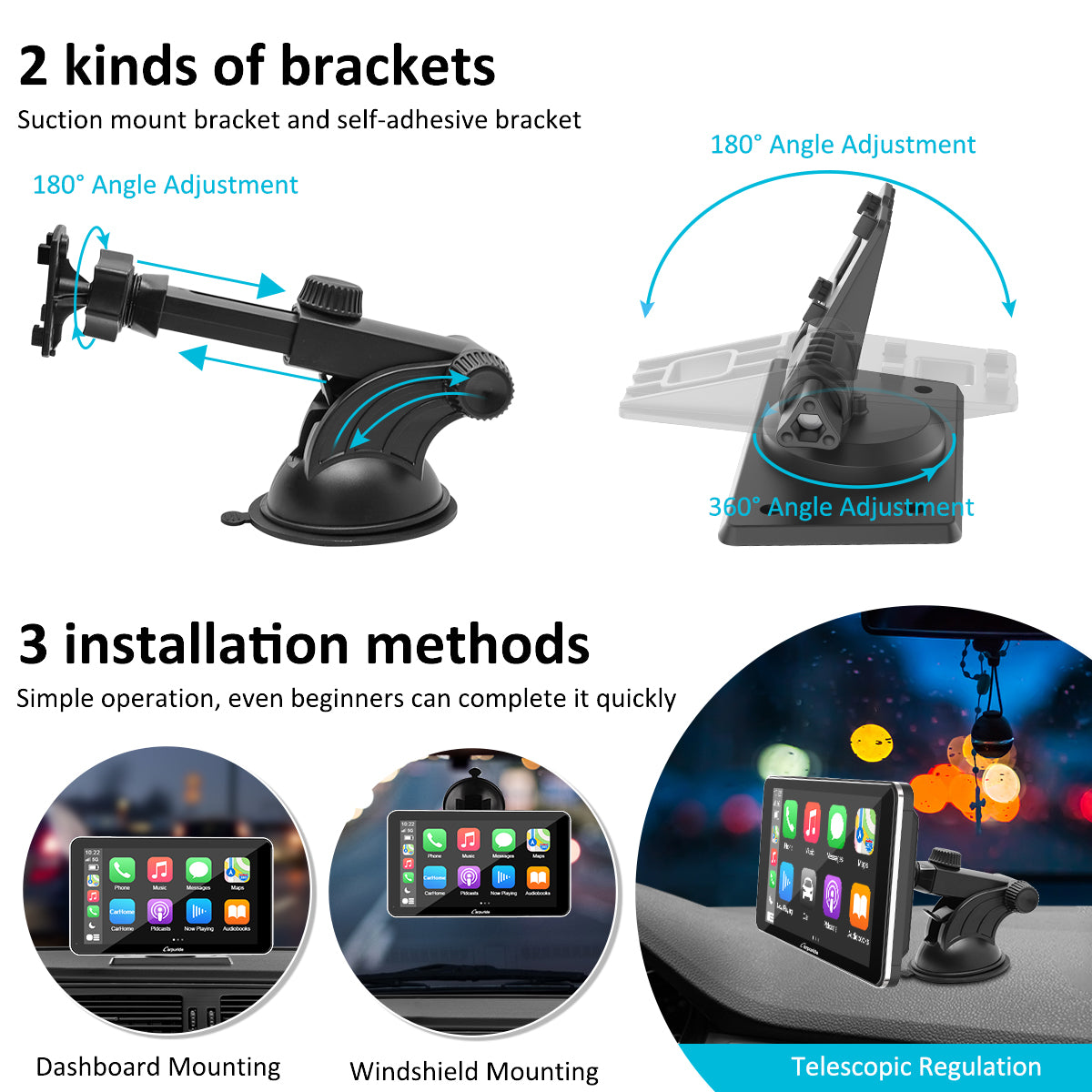 Carpuride Car Smart Stereo 7 Zoll CarPlay-Display Silber Wireless