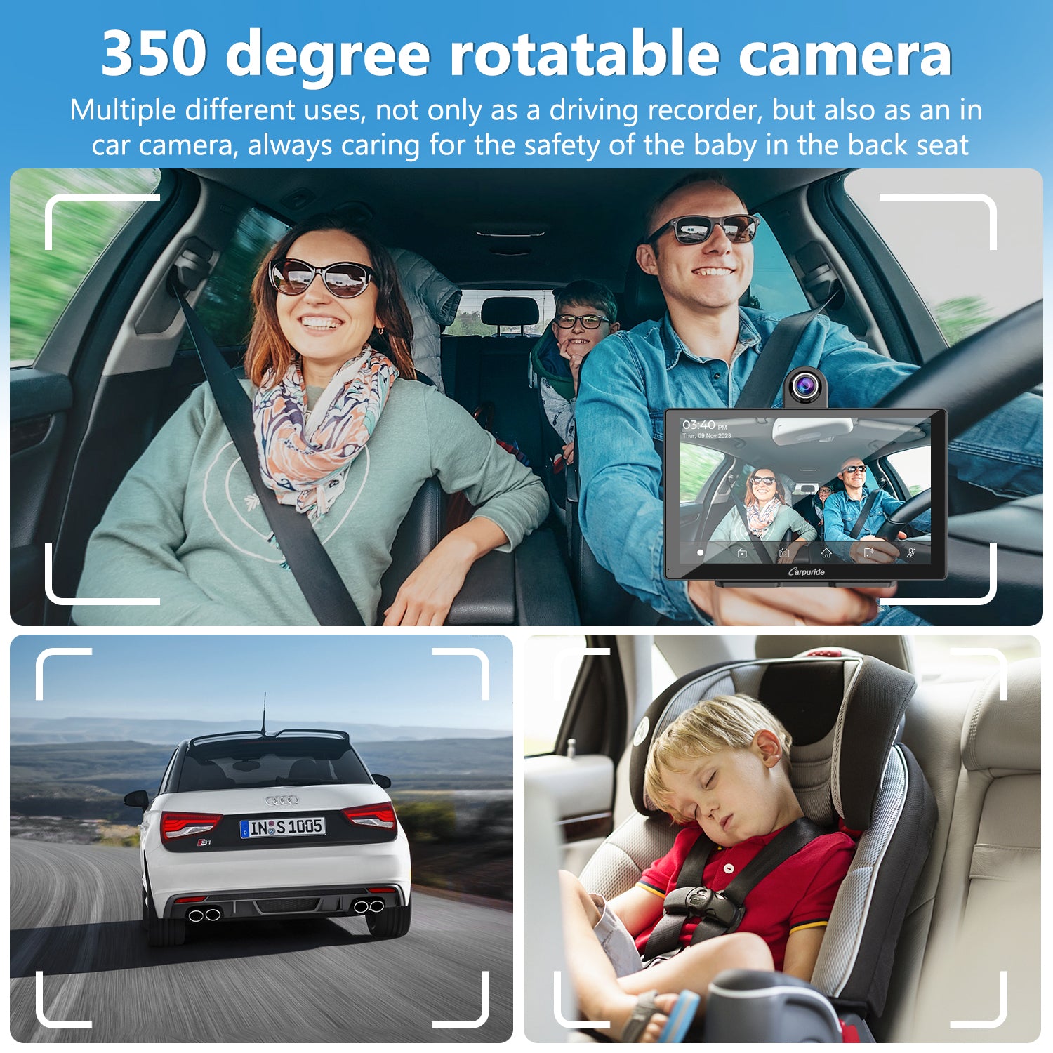 Carpuride W905 CarPlay-Display 9 Zoll mit Frontkamera DVR