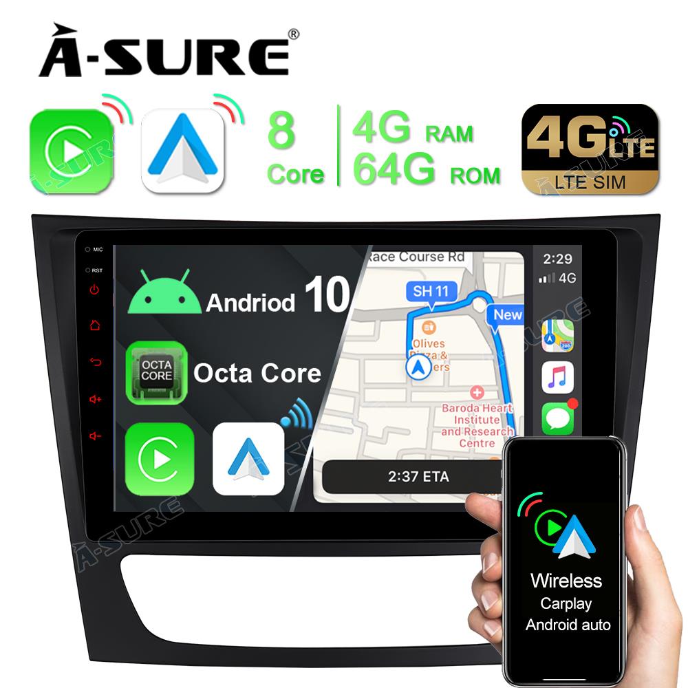A-Sure Autoradio Android 10 Mercedes E W211 CLS 4+64GB 4G