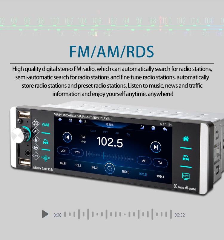 ESSGOO Car Stereo 1 DIN CarPlay Autoradio 5,1 Zoll Standard