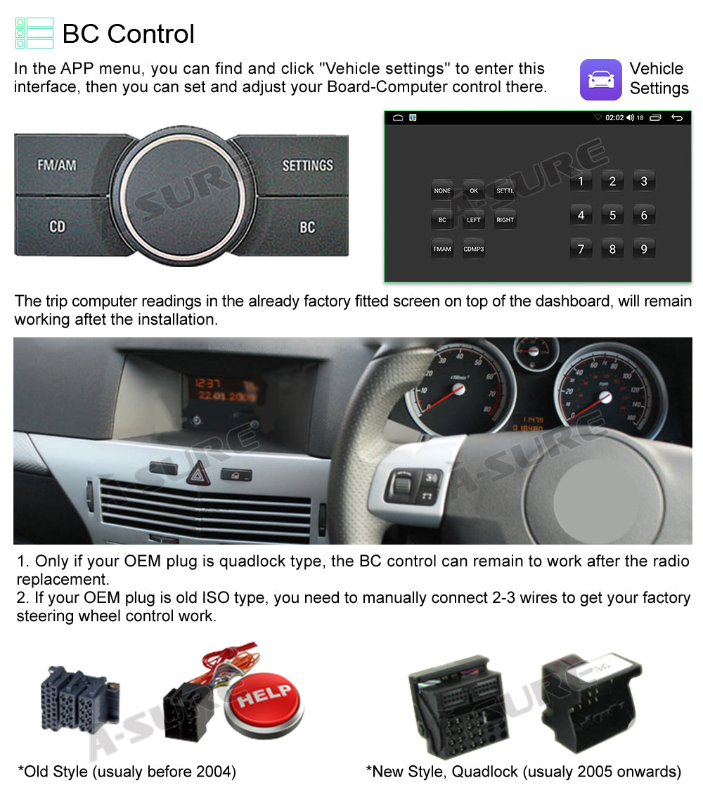 A-Sure GPS car radios 9 Zoll 2+32GB Autoradio Astra H Zafira B