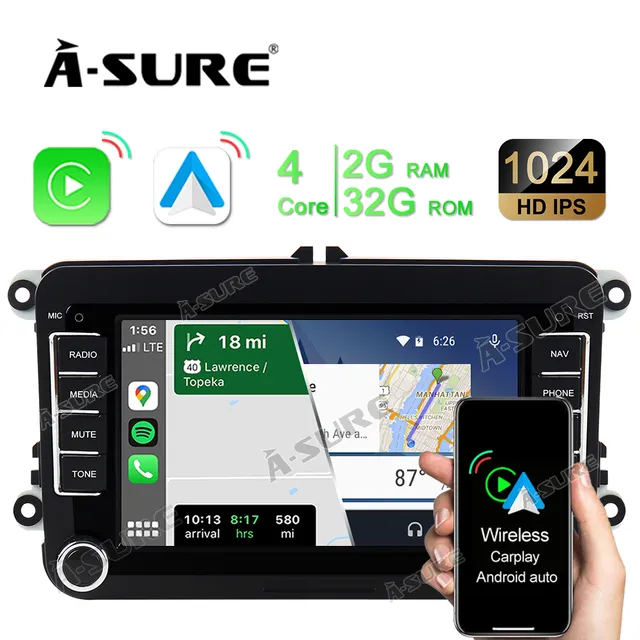 A-Sure GPS car radios VW Touran Autoradio 7 Zoll 2+32GB