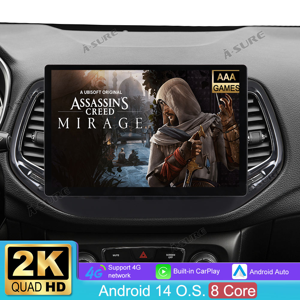 A-Sure GPS 13,1 Zoll Autoradio für Jeep Compass 4+64GB 2K